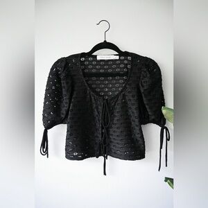 Bishop + Young Floral Cutout Short Sleeve Top NWOT